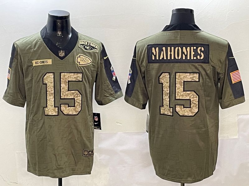 Men Kansas City Chiefs #15 Mahomes Green 2025 Nike Salute to Service Limited NFL Jersey style 12
